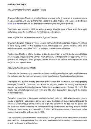 A Chicago Limo Day at Grauman's Egyptian Theatre