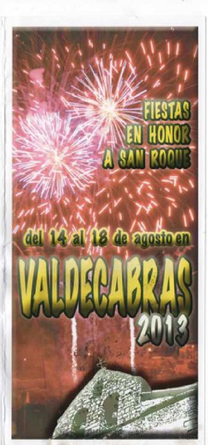 Programa de las Fiestas de San Roque 2013. Valdecabras (Cuenca)