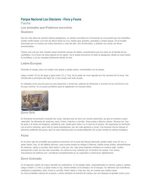 FLORA Y FAUNA DEL PARQUE NACIONAL LOS GLACIARES
