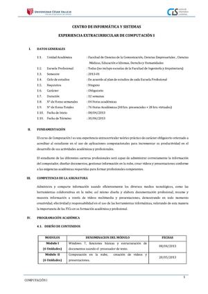 Silabo de Computación I - CIS