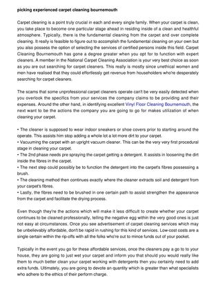 Deciding on expert Carpet Cleaning Bournemouth