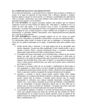 Cuidados de nuestro cuerpo en la adolecencia