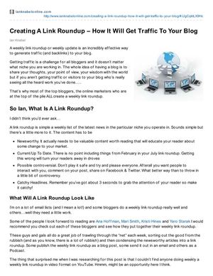 Creating A Link Roundup - How It Will Get Traffic To Your Blog