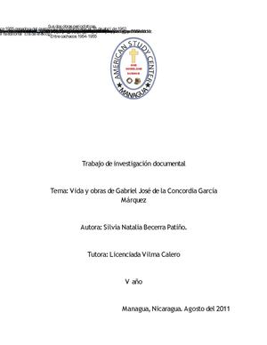 Vida y obras de Gabriel García Marquez