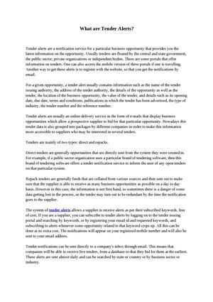 What are Tender Alerts?