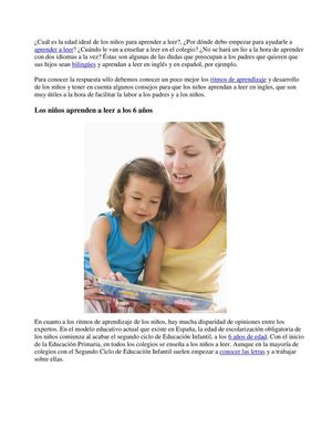 ¿Cuál es la edad ideal de los niños para aprender a leer?