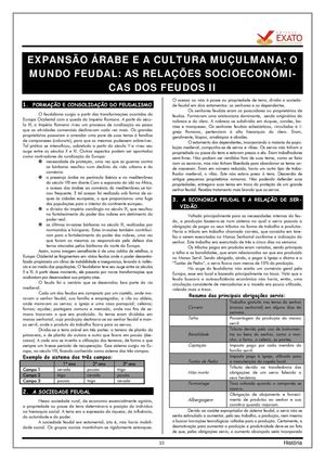 EXPANSÃO ÁRABE E A CULTURA MUÇULMANA- O MUNDO FEUDAL AS RELAÇÕES SOCIOECONÔMICAS DOS FEUDOS II