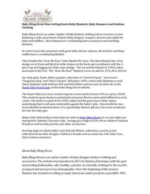 Baby Bling Street Now Selling Haute Baby Blankets, Baby Rompers and Fashion Clothing