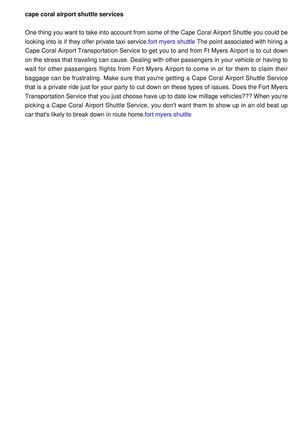 Cape Coral Airport Shuttle Services