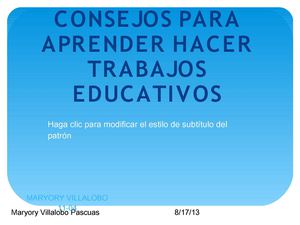 CONSEJOS PARA APRENDER HACER TRABAJOS EDUCATIVOS