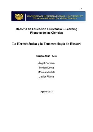 La Hermenéutica y la Fenomenología de Hussel