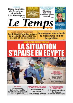 Le Temps d'Algérie Edtion du Lundi 19 Août 2013