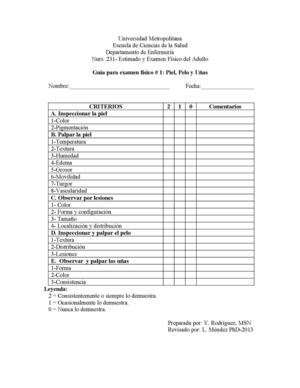 guia examen fisico # 1 piel pelo uñas