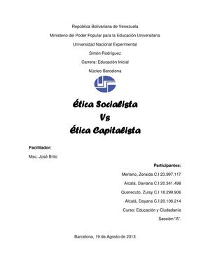 Ética socialista Vs Ética capitalista