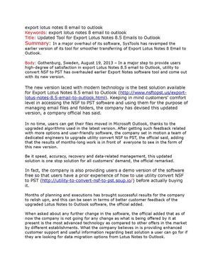 Updated Tool for Export Lotus Notes 8.5 Emails to Outlook