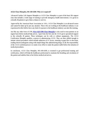 ACLS Class Memphis, 901 438 4200: Why is it required?