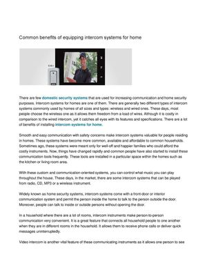 Common benefits of equipping intercom systems for home