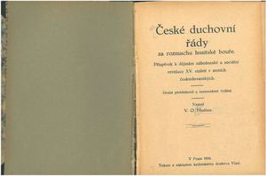 České duchovní řády za rozmachu husitské bouře  Oliva Václav, 1924 