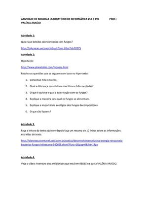 Atividade Dirigida no LEI - FUNGOS