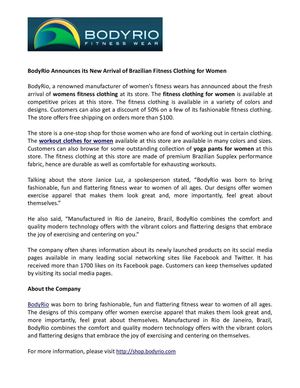 BodyRio Announces its New Arrival of Brazilian Fitness Clothing for Women