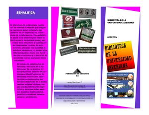 Señalética. Biblioteca Pontificia Universidad Javeriana Cali