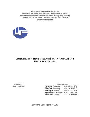 ÉTICA SOCIALISTA VS ÉTICA CAPITALISTA