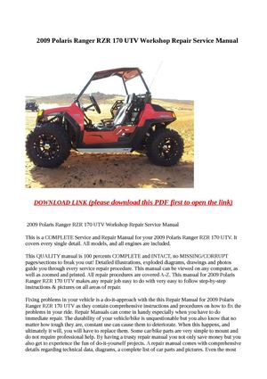 Polaris Rzr 170 Parts Diagram - Free Wiring Diagram