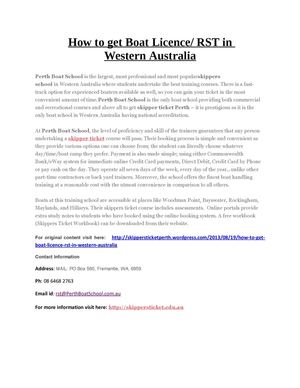 How to get Boat Licence/ RST in Western Australia