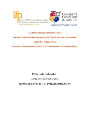 Parler, parler autrement M2 MEF Recherche