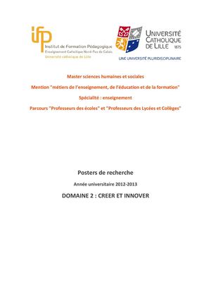 Créer et innover Master 2 MEF Recherche