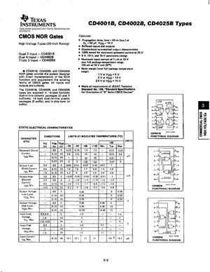 DATASHEET CD4001B,CD4002B,CD4025