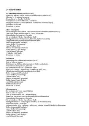 Music Theater by Lucia Ronchetti Italian composer