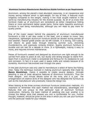 Calameo Aluminium Furniture Manufacturers Manufacture Stylish