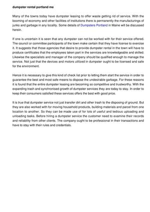 Dumpster Rental In Portland ME