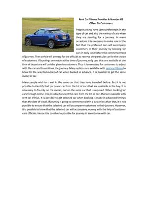 Rent Car Vilnius Provides A Number Of Offers To Customers