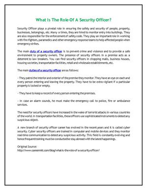 What Is The Role Of A Security Officer