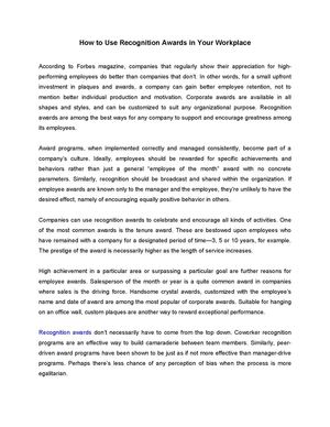 How to Use Recognition Awards in Your Workplace