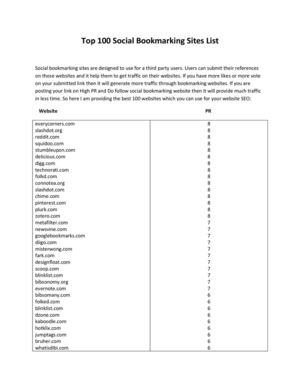 Top 100 Social Bookmarking Sites List