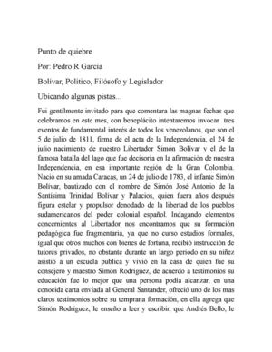 BOLIVAR, POLITICO, FILOSOFO Y LEGISLADOR.