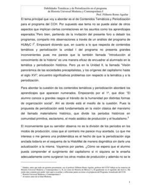 Debilidades Temáticas y de Periodización en el programa de Historia Universal Moderna y Contemporánea I