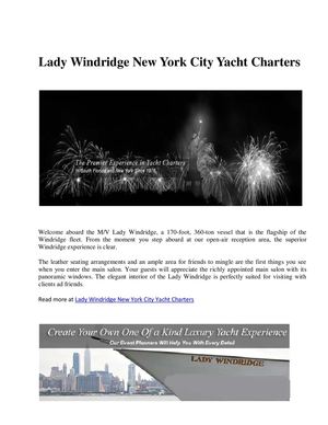 Lady Windridge New York City Yacht Charters