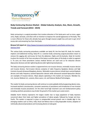 World Body Contouring Devices Market (2013 - 2019): New research report available at Transparency Market Research