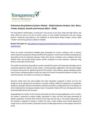 World Pulmonary Drug Delivery Systems Market (2012 - 2018): New research report available at Transparency Market Research