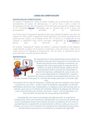 CURSO DE COMPUTACION