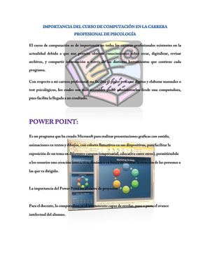 IMPORTANCIA DEL CURSO DE COMPUTACIÓN EN LA CARRERA PROFESIONAL DE PSICOLOGÍA