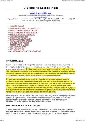 O VÍDEO NA SALA DE AULA