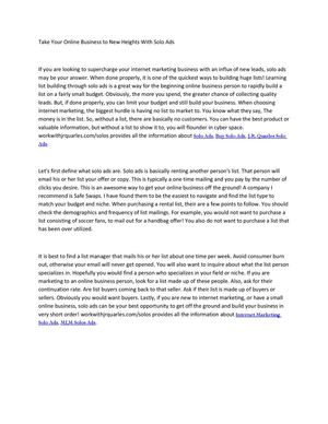 Take Your Online Business to New Heights With Solo Ads