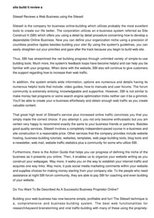 Site Build It Review a Web Business with the Sitesell