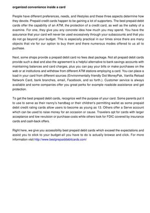 Organized Convenience in the Card