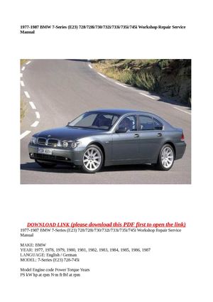 Calaméo - 1977-1987 BMW 7-Series (E23) 728/728i/730/732i/733i/735i ... Calaméo - 1977-1987 BMW 7-Series (E23) 728/728i/730/732i/733i/735i ...